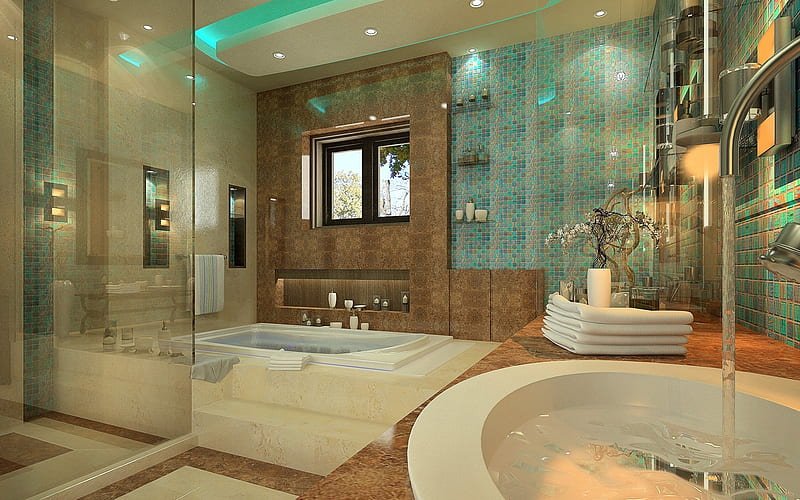 hd wallpaper luxurious bathroom design stylish interior brown blue bathroom modern interior design